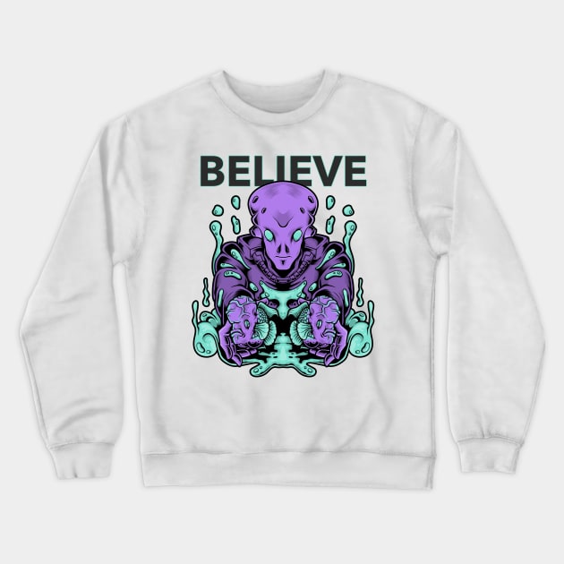 Purple alien Crewneck Sweatshirt by Wolf Clothing Co